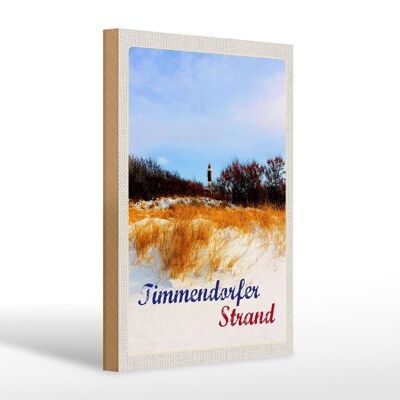 Cartel de madera viaje 20x30cm Faro de Timmendorfer Strand rojo