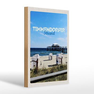 Cartello in legno da viaggio 20x30 cm Timmendorfer beach sedie a sdraio mare