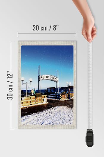Panneau en bois voyage 20x30cm station balnéaire Binz neige hiver mer 4