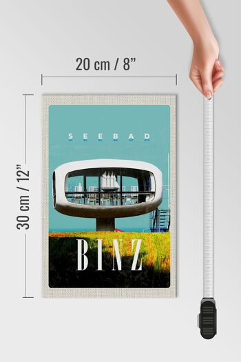 Panneau en bois voyage 20x30cm station balnéaire Binz Allemagne maison en verre 4