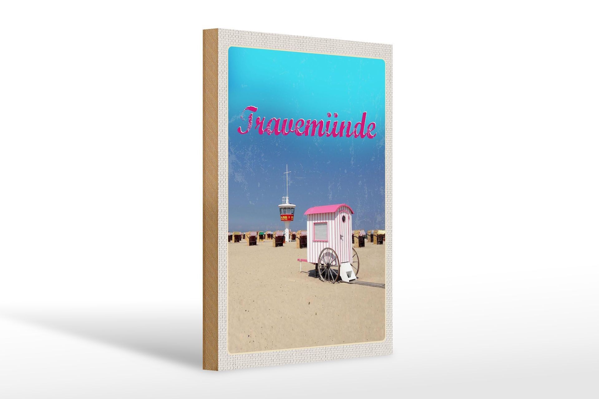 Cartello in legno da viaggio 20x30 cm Travenmünde cestini in paglia da spiaggia DLRG