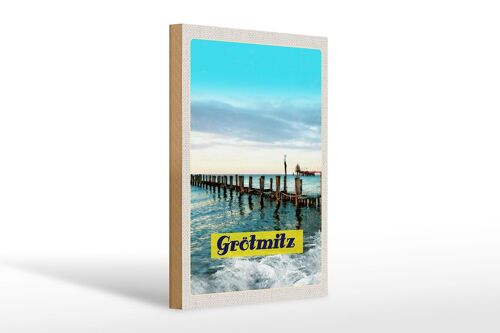 Holzschild Reise 20x30cm Grötmitz Meer Strand Urlaub Wellen