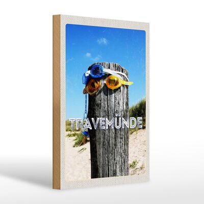 Cartello in legno da viaggio 20x30 cm Ciuccio per occhialini da nuoto Travenmüde