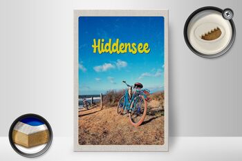 Panneau en bois voyage 20x30cm Hiddensee vélo plage mer vacances 2
