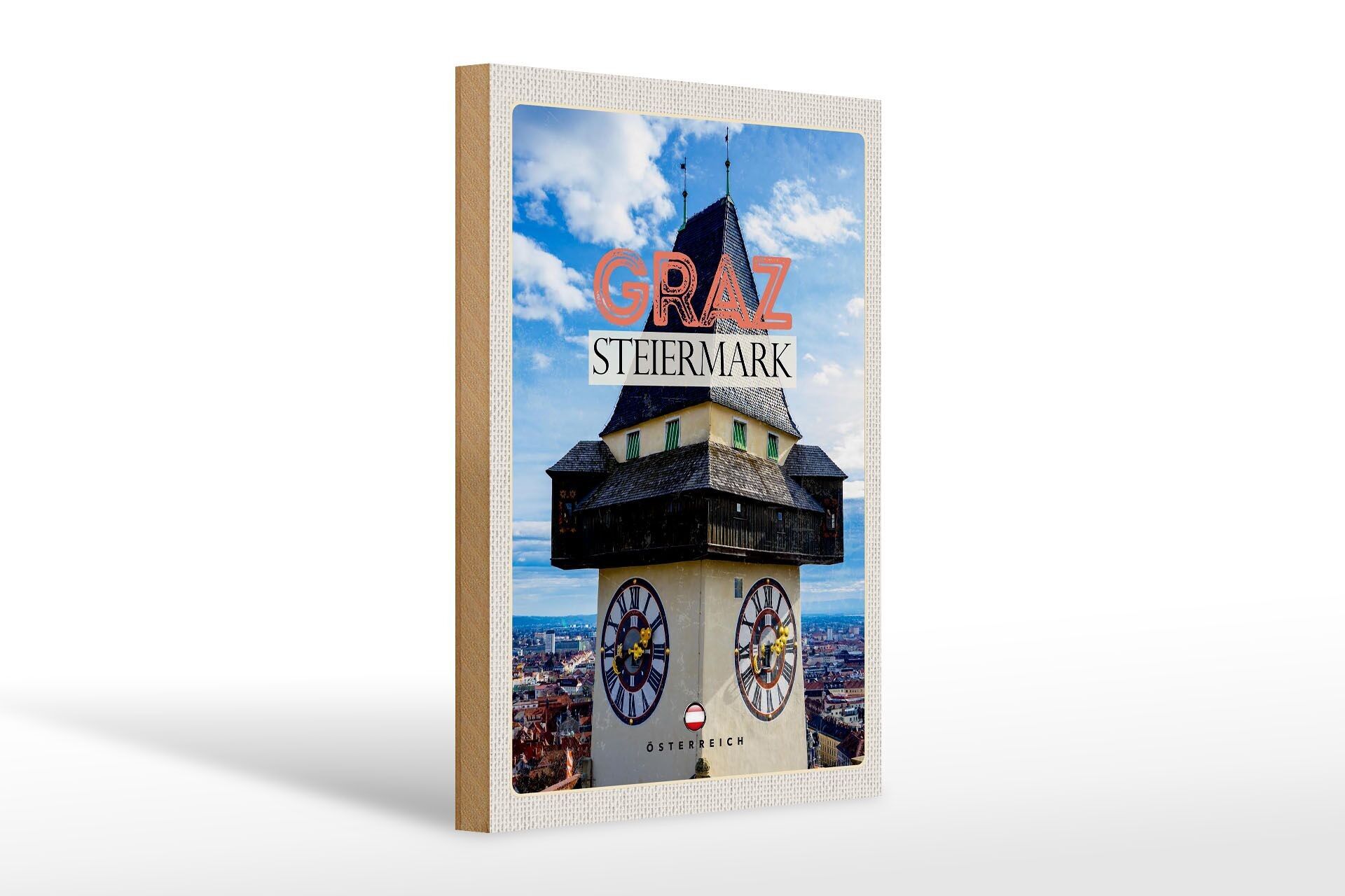 Holzschild Reise 20x30cm Graz Steiermatk Kirche Stadt