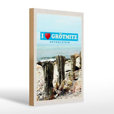 Cartel de madera viaje 20x30cm Grötmitz Ostholstein arena del mar