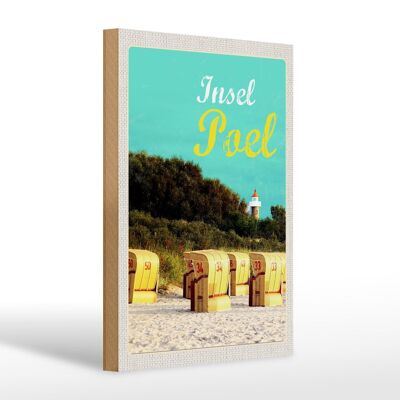 Cartello da viaggio in legno 20x30 cm Poel Island Beach Sea