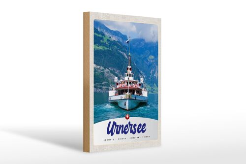 Holzschild Reise 20x30cm Urnersee Schweiz Europa Schiff