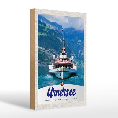 Cartello in legno da viaggio 20x30 cm Lago Urner Svizzera Europa nave