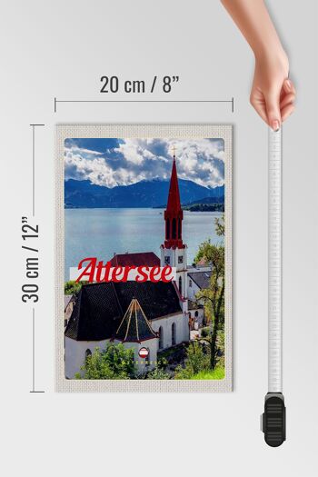 Panneau en bois voyage 20x30cm Attersee Autriche église montagnes lac 4