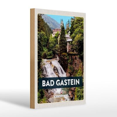 Holzschild Reise 20x30cm Bad Gastein Wasserfall Natur Wald