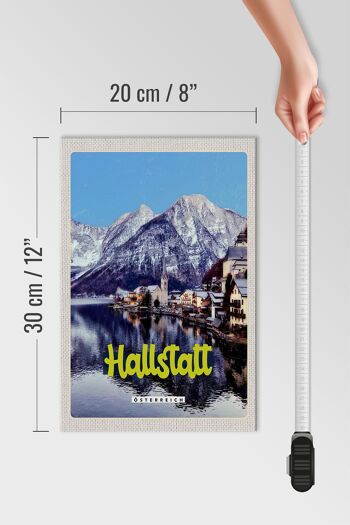 Panneau en bois voyage 20x30cm Hallstatt Autriche montagnes hiver 4