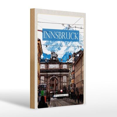 Cartel de madera viaje 20x30cm Innsbruck Austria vista ciudad