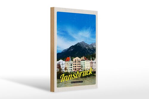 Holzschild Reise 20x30cm Innsbruck Gebirge Natur Stadt