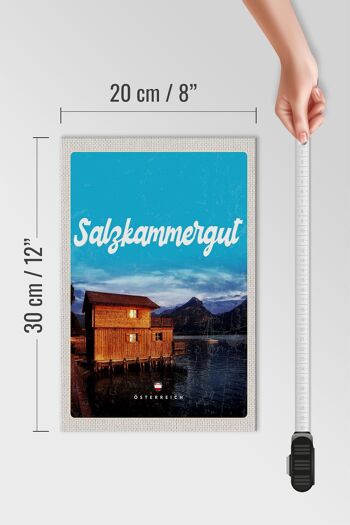 Panneau en bois voyage 20x30cm Salzkammergut Autriche maison au bord du lac 4