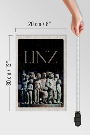 Panneau en bois voyage 20x30cm Linz Autriche sculpture personnes 4