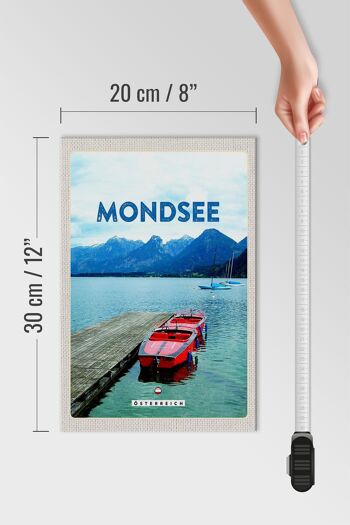 Panneau en bois voyage 20x30cm Mondsee Autriche bateaux lac montagnes 4