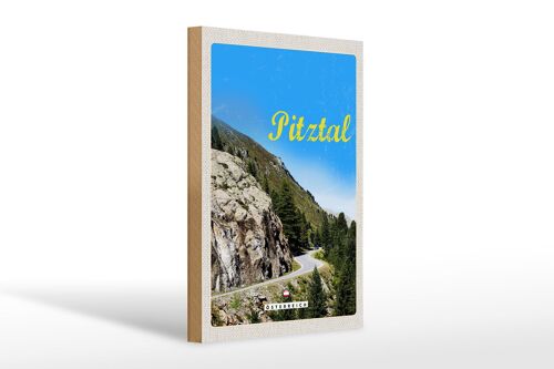 Holzschild Reise 20x30cm Pitztal Österreich Wald Natur Berge