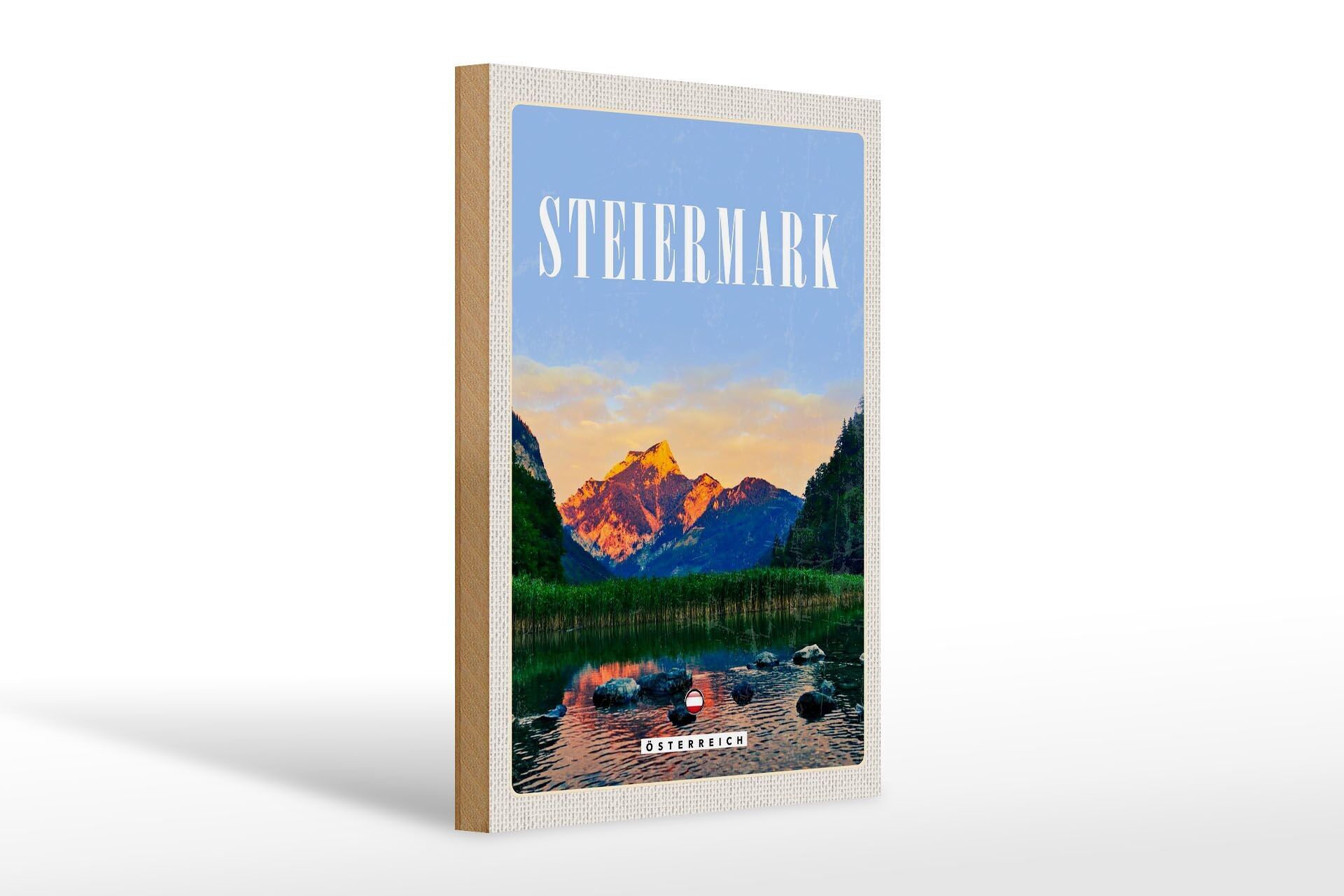 Holzschild Reise 20x30cm Steiermark Österreich Urlaub See