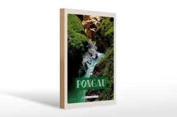 Panneau en bois voyage 20x30cm Pongau Autriche cascade nature 1