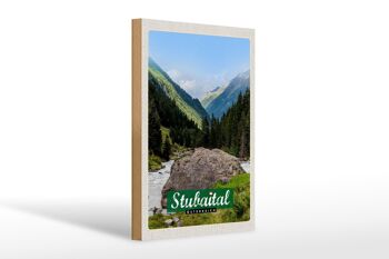 Panneau en bois voyage 20x30cm Stubaital Autriche randonnée nature 1