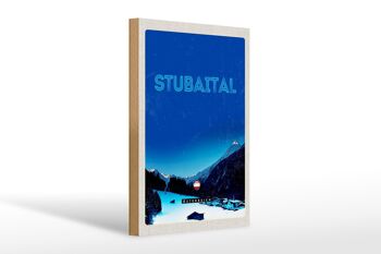 Panneau en bois voyage 20x30cm Stubaital Autriche neige d'hiver 1