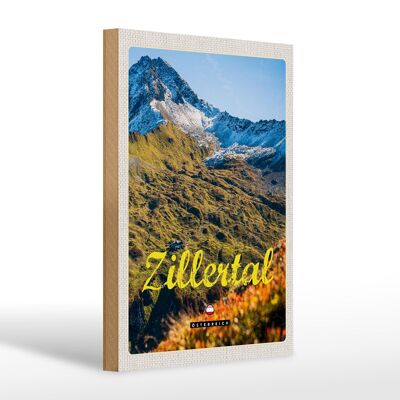 Cartel de madera viaje 20x30cm Zillertal Austria naturaleza montaña bosque