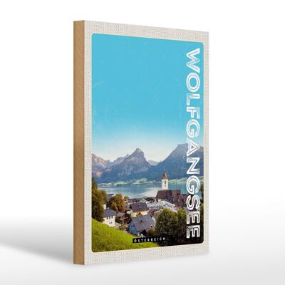 Wooden sign travel 20x30cm Wolfgangsee family holiday lake forest