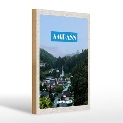 Cartel de madera viaje 20x30cm Ampass Austria valle casco antiguo naturaleza