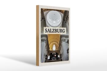 Panneau en bois voyage 20x30cm Salzbourg Autriche église de l'intérieur 1