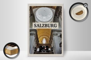 Panneau en bois voyage 20x30cm Salzbourg Autriche église de l'intérieur 2