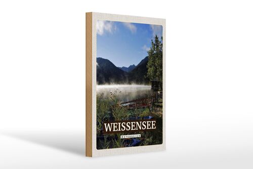 Holzschild Reise 20x30cm Weissensee Urlaub See Wälder Natur
