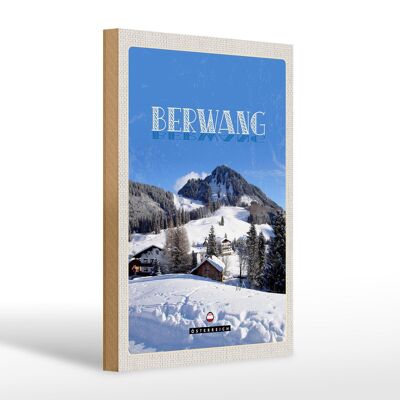 Cartello in legno da viaggio 20x30 cm Berwang Austria vacanza sugli sci sulla neve