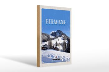 Panneau en bois voyage 20x30cm Berwang Autriche vacances au ski sur neige 1