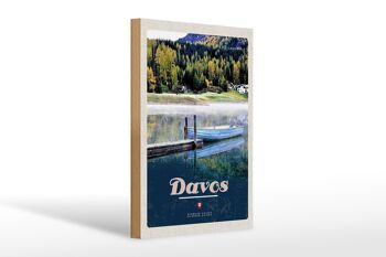 Panneau en bois voyage 20x30cm Davos Suisse randonnée lac vacances 1