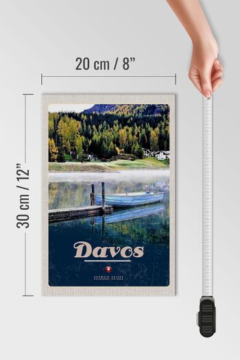 Panneau en bois voyage 20x30cm Davos Suisse randonnée lac vacances 4