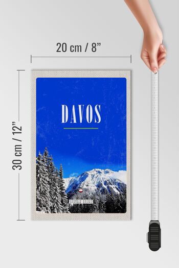 Panneau en bois voyage 20x30cm Davos hiver vacances de ski hiver 4