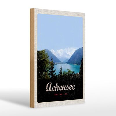 Cartel de madera viaje 20x30cm Achensee excursión a pie montañas lago naturaleza