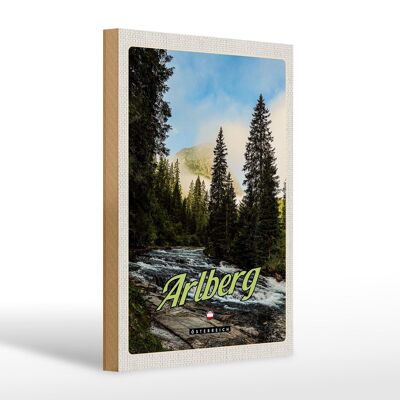 Wooden sign travel 20x30cm Arlberg forests waterfall flow