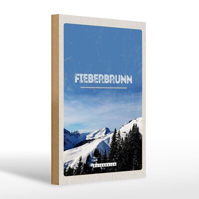 Wooden sign travel 20x30cm Fieebrbrunn Austria Winter Ski