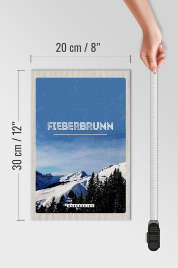 Panneau en bois voyage 20x30cm Fieebbrunn Autriche Ski d'hiver 4