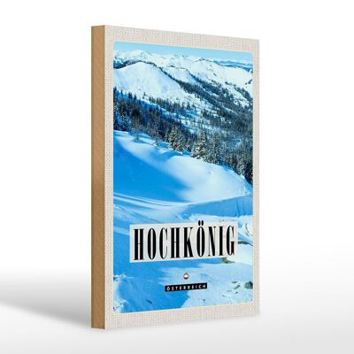 Panneau en bois voyage 20x30cm piste de ski Hochkönig hiver neige