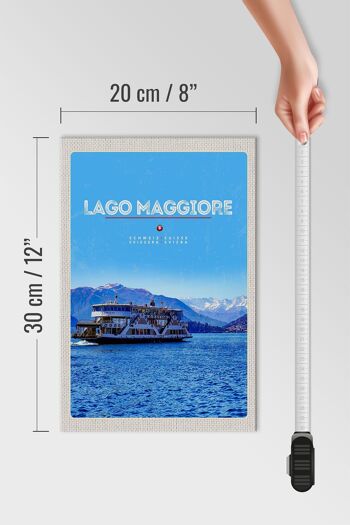 Panneau en bois voyage 20x30cm Lago Maggiore bateau lac montagnes nature 4