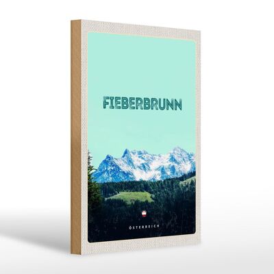 Cartel de madera viaje 20x30cm Bosque Fieberbrunn Austria