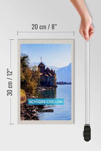 Panneau en bois voyage 20x30cm Lac Léman Suisse Château de Chillon 4
