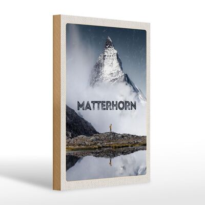 Cartel de madera viaje 20x30cm Matterhorn Suiza caminata montaña