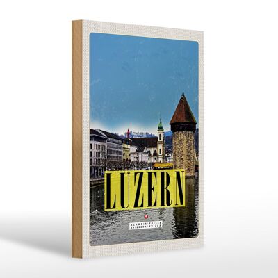 Cartello in legno da viaggio 20x30 cm Escursione per le vacanze in famiglia a Lucerna