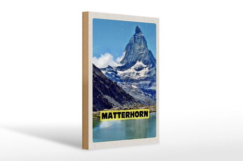 Holzschild Reise 20x30cm Matterhorn Gebirge Schweiz Wanderung