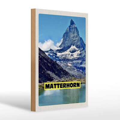 Cartel de madera viaje 20x30cm Montañas Matterhorn Suiza caminata