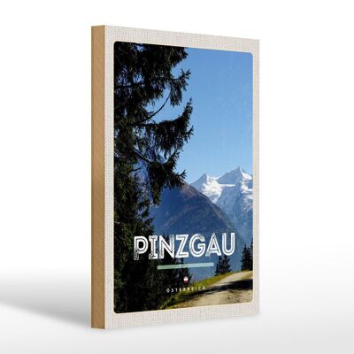 Cartel de madera viaje 20x30cm Bosques de Pinzgau naturaleza caminata montañas